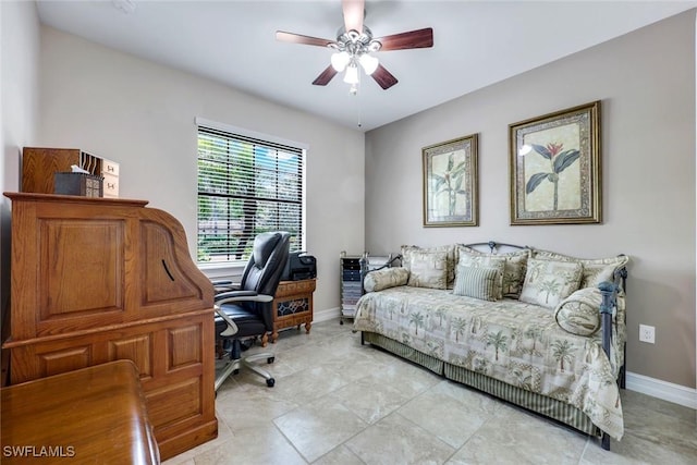 11177 Monte Carlo Blvd, Bonita Springs, FL 34135 - home office with a ceiling fan and baseboards