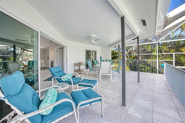 1226 Par View Dr, Sanibel, FL 33957 - view of patio / terrace with outdoor dining space and ceiling fan