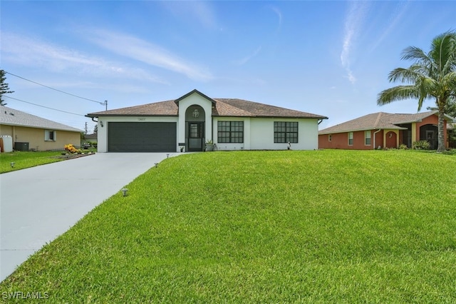 4903 Bygone St, Lehigh Acres, FL 33971 - single story home with a garage, concrete driveway, a front yard, and stucco siding