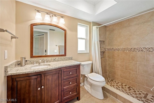 2012 SW 8th Ct, Cape Coral, FL 33991 - full bathroom with toilet, vanity, a tile shower, and tile patterned floors