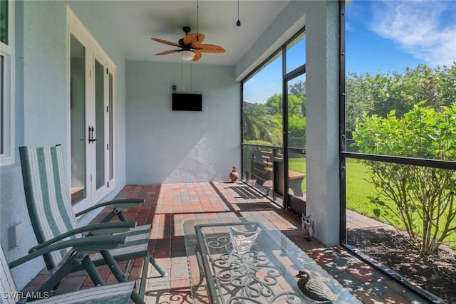 14594 Tropical Dr, Naples, FL 34114 - sunroom featuring french doors and a ceiling fan