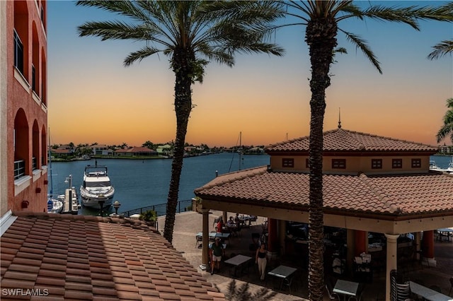 740 N Collier Blvd Unit 206, Marco Island, FL 34145 - dock featuring a water view, a gazebo, and boat lift