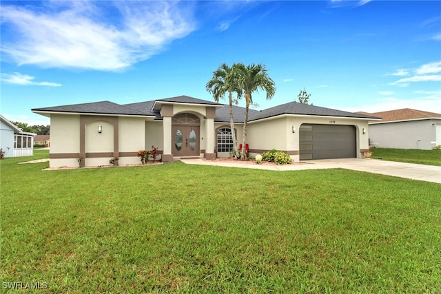 1622 SE 20th St, Cape Coral, FL 33990 - view of front facade featuring stucco siding, an attached garage, concrete driveway, and a front yard