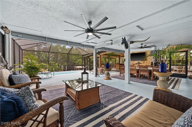 4805 Gary Rd, Bonita Springs, FL 34134 - sunroom featuring a ceiling fan and outdoor lounge area