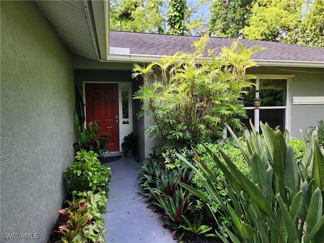 1440 14th Ave NE, Naples, FL 34120 - property entrance featuring stucco siding and roof with shingles