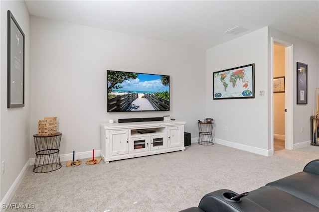 living room with carpet flooring