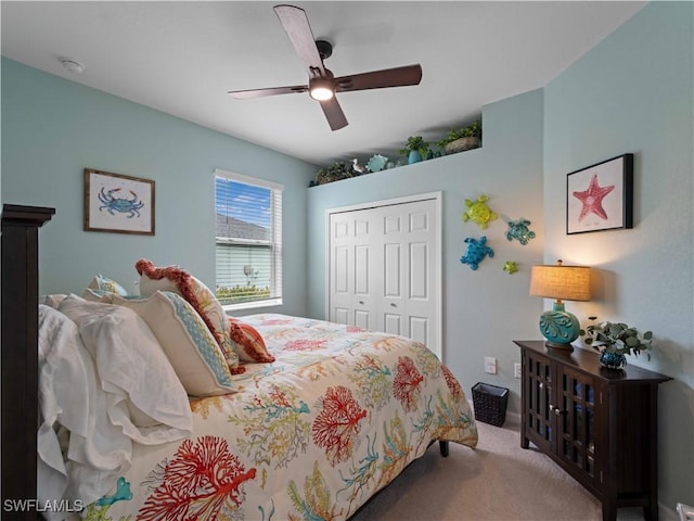 17857 Woodland Ct, Punta Gorda, FL 33982 - bedroom with a closet, carpet flooring, and ceiling fan