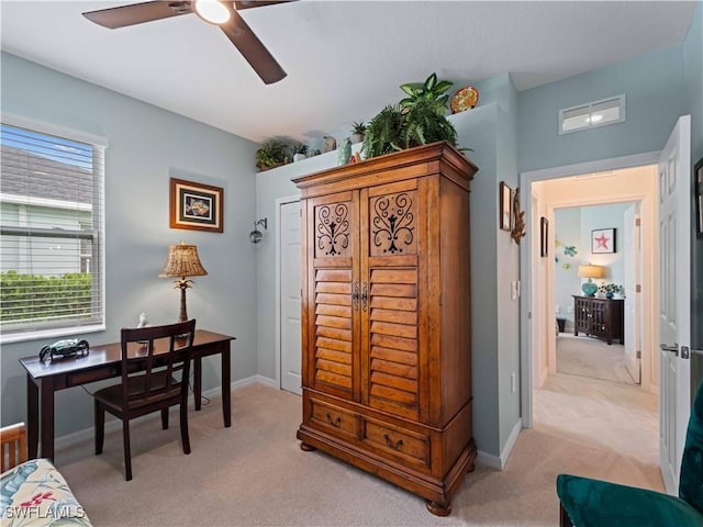 17857 Woodland Ct, Punta Gorda, FL 33982 - office area with light colored carpet and ceiling fan
