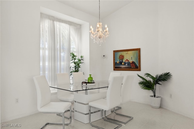 3925 Oasis Blvd, Cape Coral, FL 33914 - tiled dining space with a chandelier and baseboards