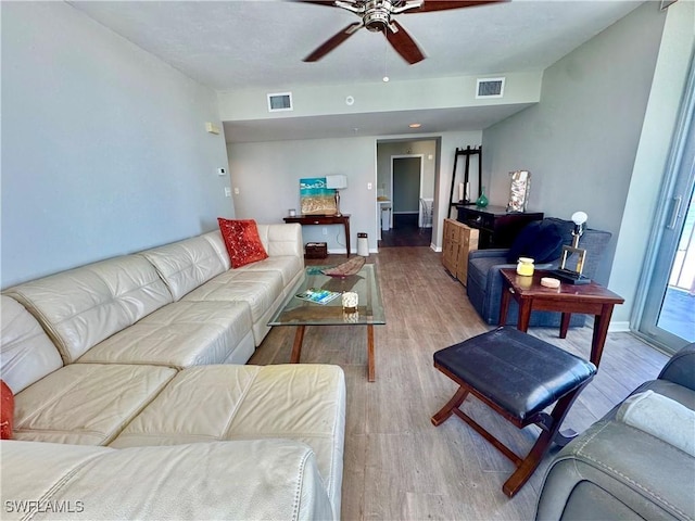 7390 Estero Blvd Unit 702, Fort Myers Beach, FL 33931 - living room with wood finished floors and ceiling fan
