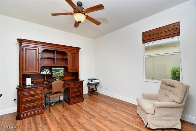 8871 Biella Ct, Estero, FL 33967 - office featuring wood finished floors, ceiling fan, and baseboards
