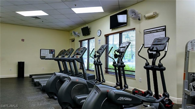 8871 Biella Ct, Estero, FL 33967 - gym featuring baseboards and a drop ceiling