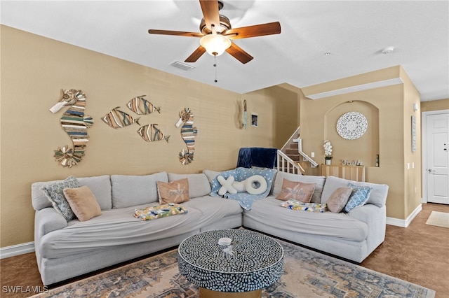 9114 Chula Vista Ln Unit 11901, Naples, FL 34113 - living room with ceiling fan and baseboards