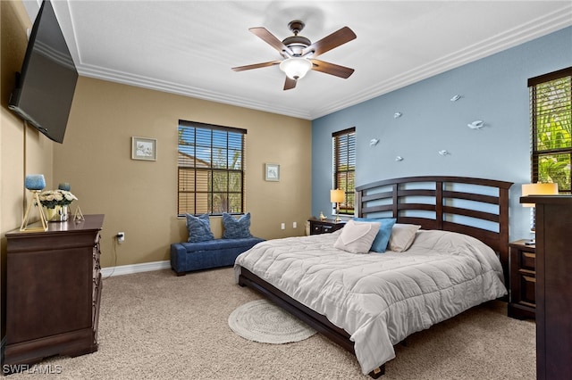 9114 Chula Vista Ln Unit 11901, Naples, FL 34113 - carpeted bedroom with ornamental molding, multiple windows, and a ceiling fan