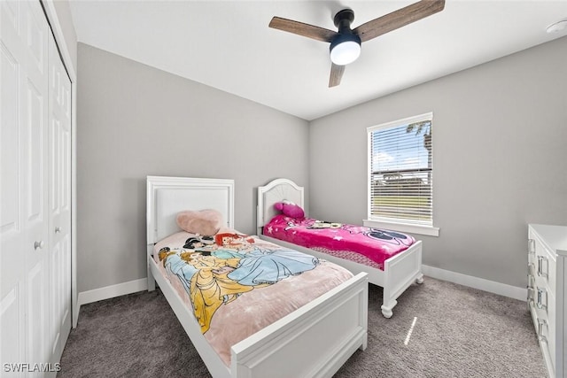 2008 NW 24th Pl, Cape Coral, FL 33993 - carpeted bedroom featuring a closet and ceiling fan