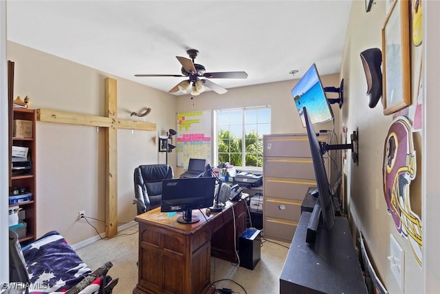 3940 Cherrybrook Loop, Fort Myers, FL 33966 - office area with a ceiling fan and light colored carpet