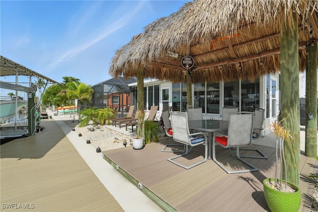 2749 Bruce St, Matlacha, FL 33993 - deck featuring outdoor dining area and a gazebo