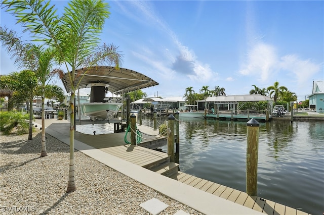 2749 Bruce St, Matlacha, FL 33993 - dock area featuring boat lift and a water view
