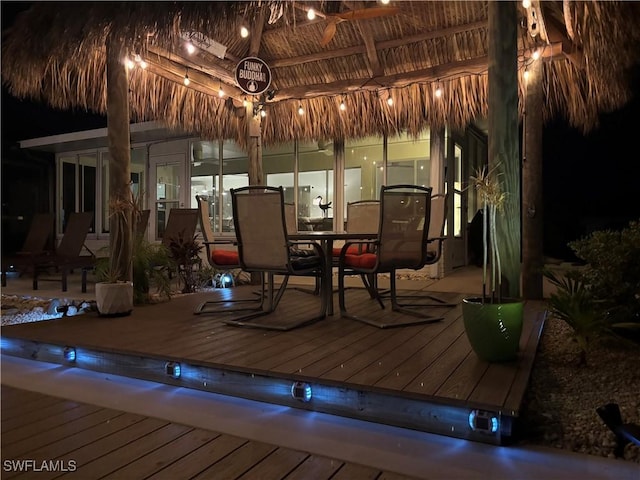 2749 Bruce St, Matlacha, FL 33993 - deck at twilight with outdoor dining space