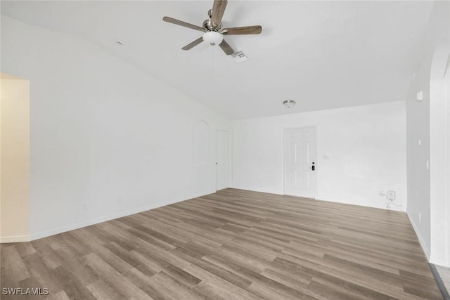 726 SW 12th St, Cape Coral, FL 33991 - additional living space with vaulted ceiling, ceiling fan, and wood finished floors