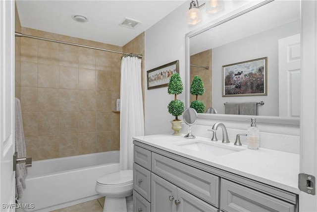 10020 Maddox Ln Unit 113, Bonita Springs, FL 34135 - bathroom with vanity, shower / tub combo with curtain, and tile patterned flooring