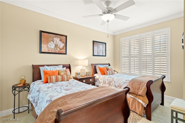 28750 Trails Edge Blvd Unit 303, Bonita Springs, FL 34134 - tiled bedroom featuring crown molding and ceiling fan