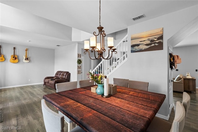 21314 Braxfield Loop, Estero, FL 33928 - dining room featuring wood finished floors, a chandelier, stairs, and baseboards