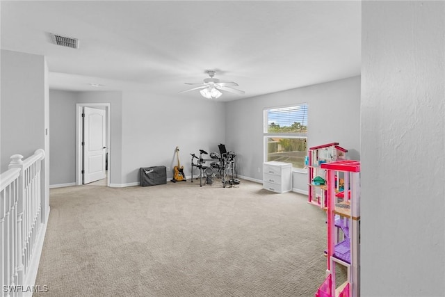 21314 Braxfield Loop, Estero, FL 33928 - playroom with carpet floors, baseboards, and a ceiling fan