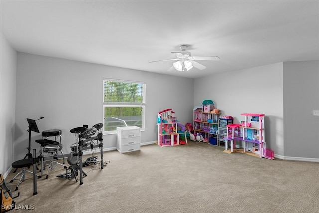 21314 Braxfield Loop, Estero, FL 33928 - recreation room with carpet floors, ceiling fan, and baseboards
