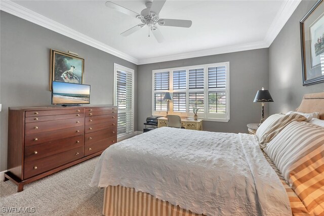 5963 Sand Wedge Ln Unit 203, Naples, FL 34110 - carpeted bedroom with ornamental molding and ceiling fan