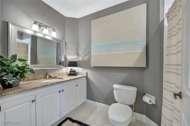 5963 Sand Wedge Ln Unit 203, Naples, FL 34110 - bathroom featuring vanity, crown molding, and tile patterned floors