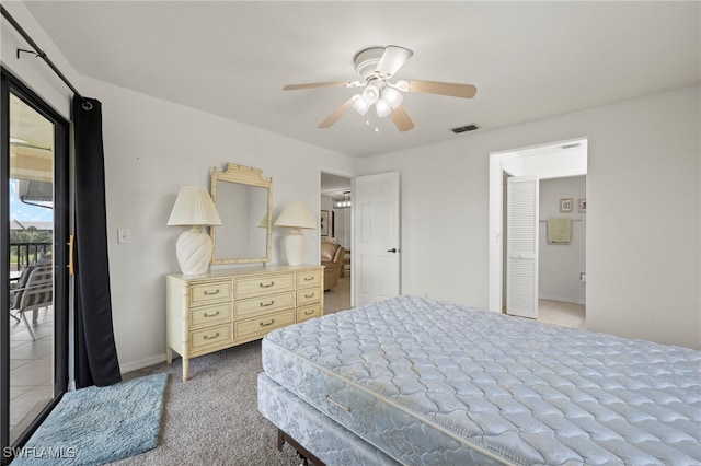 12170 Kelly Sands Way Unit 721, Fort Myers, FL 33908 - carpeted bedroom featuring baseboards, access to outside, and a ceiling fan