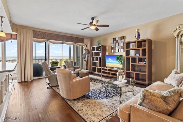 6021 Silver King Blvd Unit 302, Cape Coral, FL 33914 - living room with ceiling fan and hardwood / wood-style floors