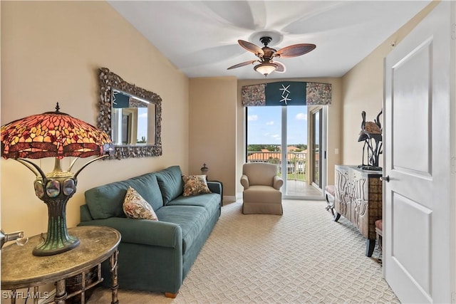 6021 Silver King Blvd Unit 302, Cape Coral, FL 33914 - living area featuring a ceiling fan and carpet
