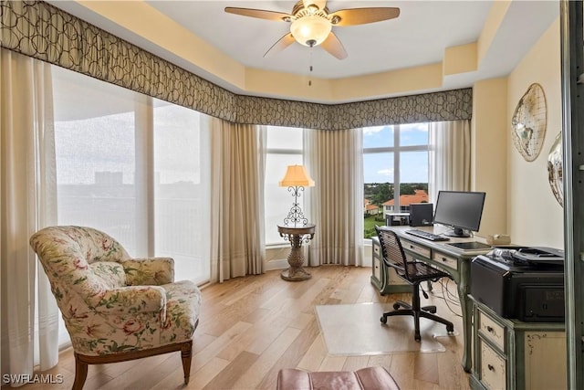 6021 Silver King Blvd Unit 302, Cape Coral, FL 33914 - office with a ceiling fan and light wood-style floors
