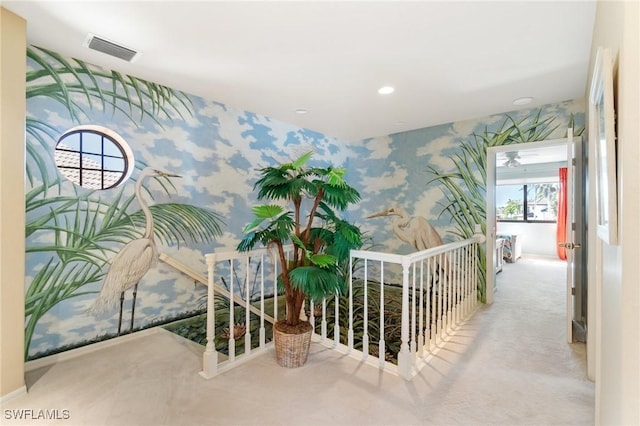431 Palm Ct, Naples, FL 34108 - corridor featuring wallpapered walls, carpet floors, and recessed lighting