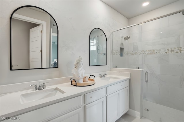 16420 Settlers Way, Punta Gorda, FL 33982 - bathroom with a shower stall and double vanity