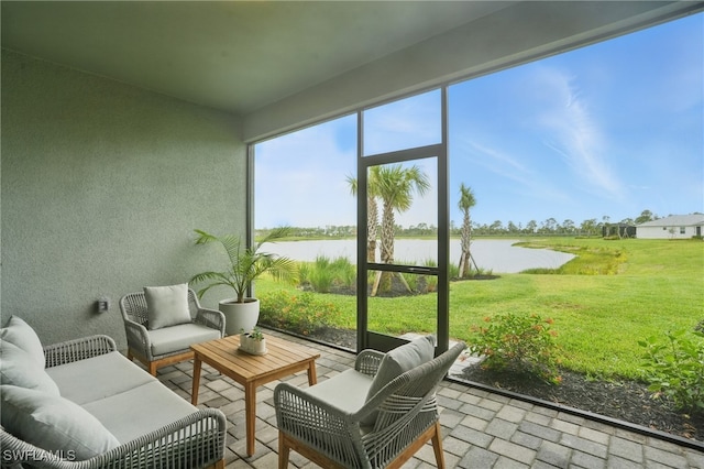 16420 Settlers Way, Punta Gorda, FL 33982 - sunroom with a water view and an outdoor hangout area
