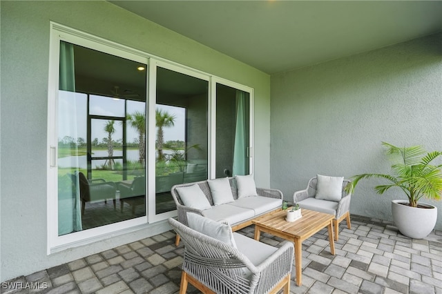 16420 Settlers Way, Punta Gorda, FL 33982 - view of patio with a water view and outdoor lounge area