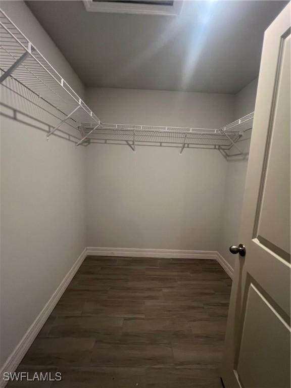 658 Ivanhoe Ave S, Lehigh Acres, FL 33974 - walk in closet with dark wood-style flooring
