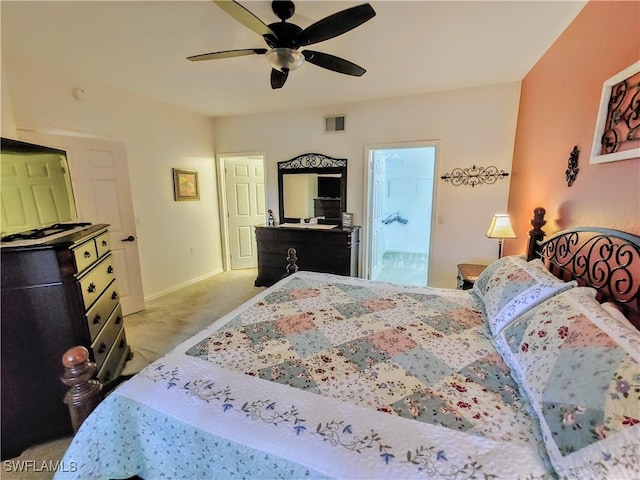 1776 Concordia Lake Cir Unit 2902, Cape Coral, FL 33909 - carpeted bedroom with a ceiling fan, baseboards, and ensuite bathroom