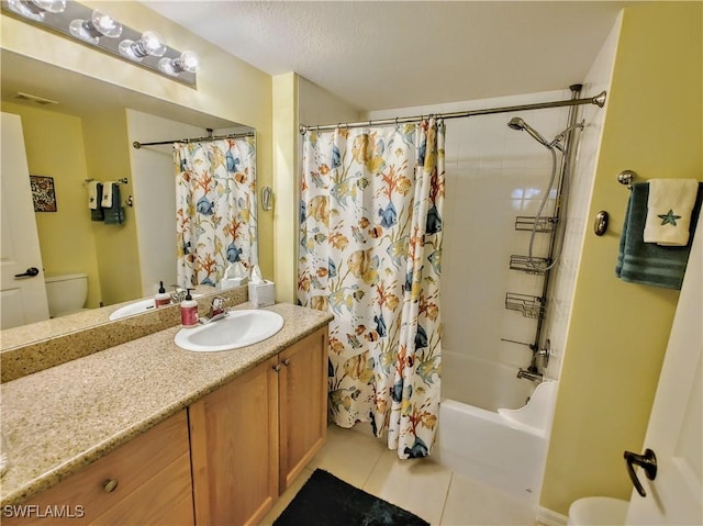 1776 Concordia Lake Cir Unit 2902, Cape Coral, FL 33909 - full bathroom with toilet, vanity, tile patterned flooring, and shower / tub combo with curtain