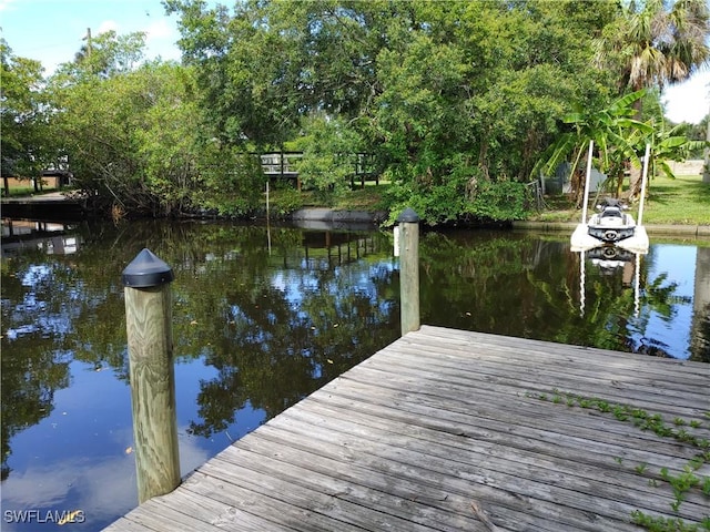 17091 Laurelin Ct, North Fort Myers, FL 33917 - dock area with a water view and view of wooded area