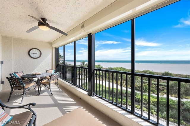 100 N Collier Blvd Unit 303, Marco Island, FL 34145 - sunroom / solarium with a water view and ceiling fan