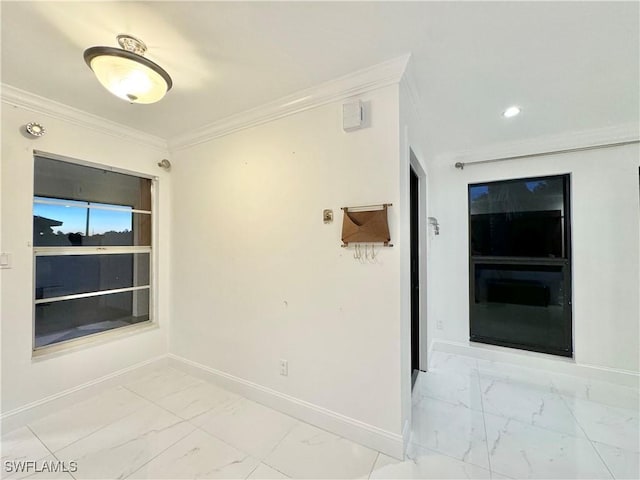 1110 Rushmore Ave N, Lehigh Acres, FL 33936 - corridor with light marble finish flooring and crown molding