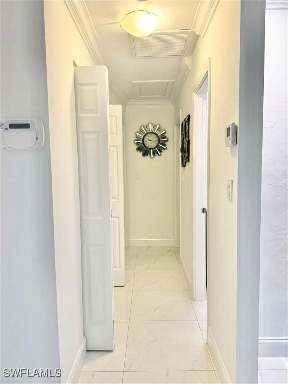 1110 Rushmore Ave N, Lehigh Acres, FL 33936 - corridor with attic access and light marble finish flooring