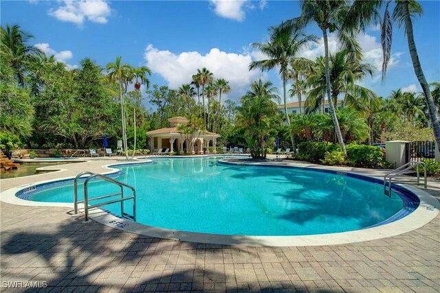 2855 Tiburon Blvd E Unit 102, Naples, FL 34109 - community pool featuring a patio area and view of scattered trees