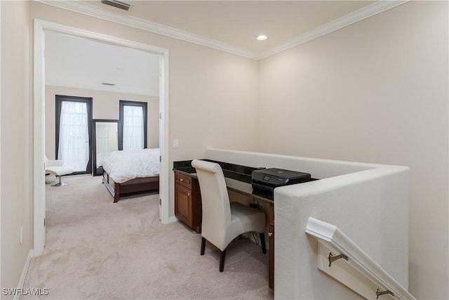 9051 Capistrano St N Unit 4302, Naples, FL 34113 - office featuring light colored carpet, ornamental molding, and recessed lighting