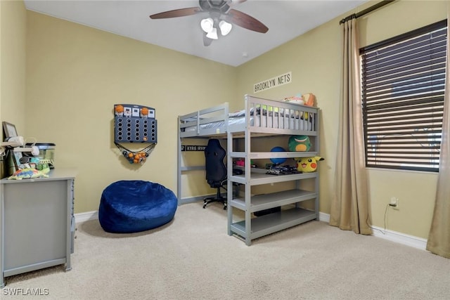 7327 Acorn Way, Naples, FL 34119 - carpeted bedroom featuring an office area, baseboards, and a ceiling fan