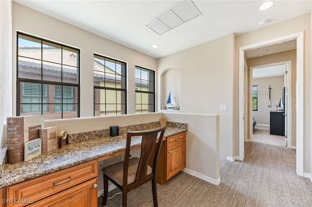9063 Capistrano St N Unit 4401, Naples, FL 34113 - office area with light colored carpet, built in study area, and recessed lighting